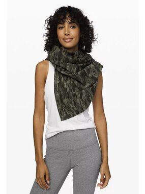 New Lululemon Vinyasa Scarf Wrap Cotton Evergreen Camo Camouflage Wrap ECGM